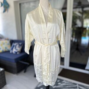 Youmita Cream Satin Lace Robe